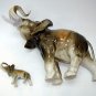 Pr Beautiful Royal Dux 378 Elephants 12" & 4"