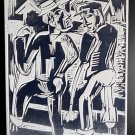 Karl Schmidt-Rottluff Rare Metal Printers Plate Woodcut Two Workers 4.75" x 3.25