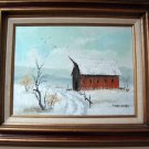 Listed US Artist Everett Woodson Winterscape Minnesota ca1960 Framed