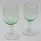 Pr Georgian ca1810 5" Green Tinted Wine Glasses Faceted Stem