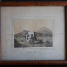 Original ca1860 Lithograph Dukes Chair Austria Karntens Herzogsstuhl Framed