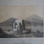 Original ca1860 Lithograph Dukes Chair Austria Karntens Herzogsstuhl Framed