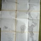 COMMODORE PERRY Original Map Tubootch & Suco Lew Chew Japan 1854 20" x 17"