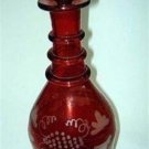 Beautiful Bohemian Ruby Red Vine Etched Decanter ca1880