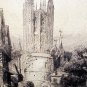 Original Engraving Canterbury UK by Listed Artist James Alphege Brewer 17" x 13"