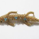 Unique & Rare 1960's Signed HOBE Gold Filigree Alligator Brooch Turquoise