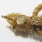 Unique & Rare 1960's Signed HOBE Gold Filigree Alligator Brooch Turquoise
