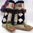 Wonderful Pr Vintage Genuine Mukluk Heavily Bead Decorated