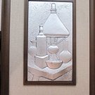 Sterling Silver 9.5" x 5.5" Modernist Plaque by Brunel Still Life Framed
