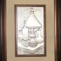 Sterling Silver 9.5" x 5.5" Modernist Plaque by Brunel Still Life Framed