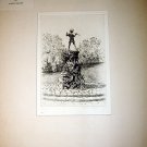 Original Signed Engraving ca1920 James Grant Peter Pans Statue Kensington