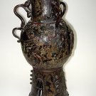 c18th Japanese Bronze 12" Dragon Handled Temple Vase Bonji Sanskrit