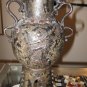 c18th Japanese Bronze 12" Dragon Handled Temple Vase Bonji Sanskrit