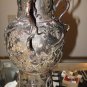 c18th Japanese Bronze 12" Dragon Handled Temple Vase Bonji Sanskrit