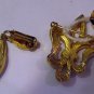 Rare 1960 Signed Polcini Green Enamel and Gilt Brooch & Earring Set