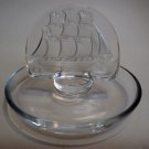 Lalique Signed Glass 4" Sailing Boat Ring Tray Mint