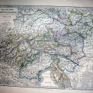1863 Justus Perthes Map Austria Italy Germany Tyrol Detailed