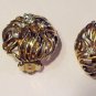 Exceptional Pair Panetta Signed Earrings Gold & Rhinestone