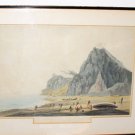 Original Gibraltar Aquatint 1797 by John William Edy & Fisher 21" x 15" Rare!