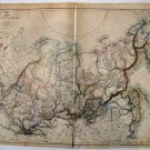 Original 1860 Hand Colored Map Russia Japan Orient by Lowry 48" x 24"