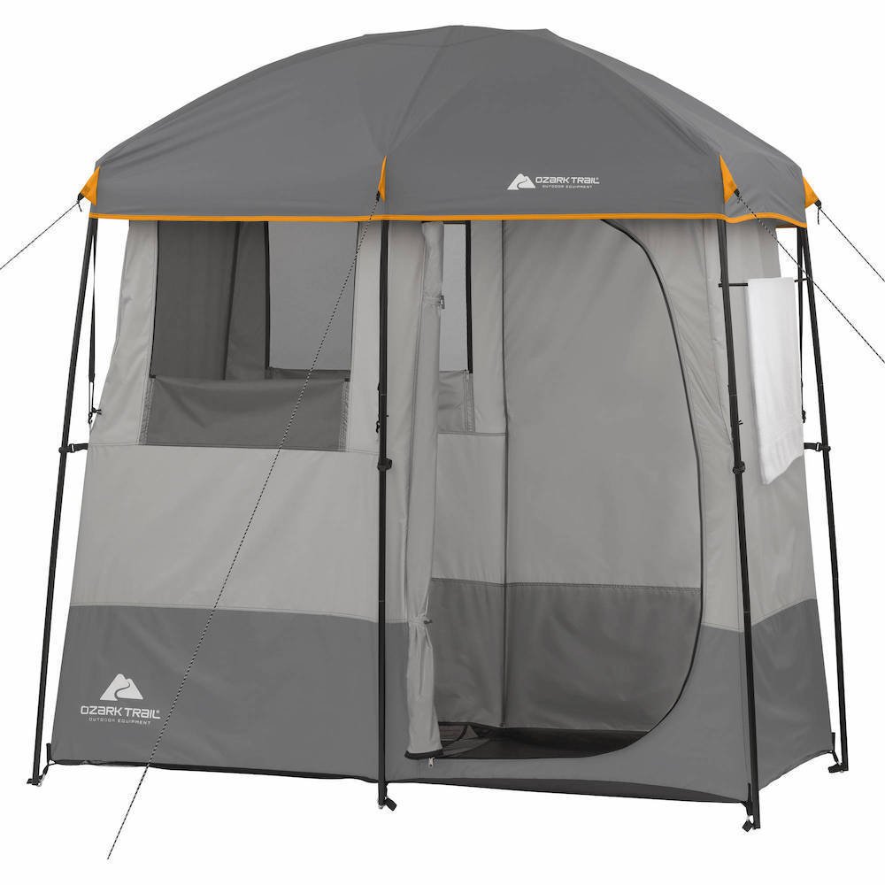 Shower Tent Portable 2Room RV Bathroom Camp Camping Outdoor Gray Pool