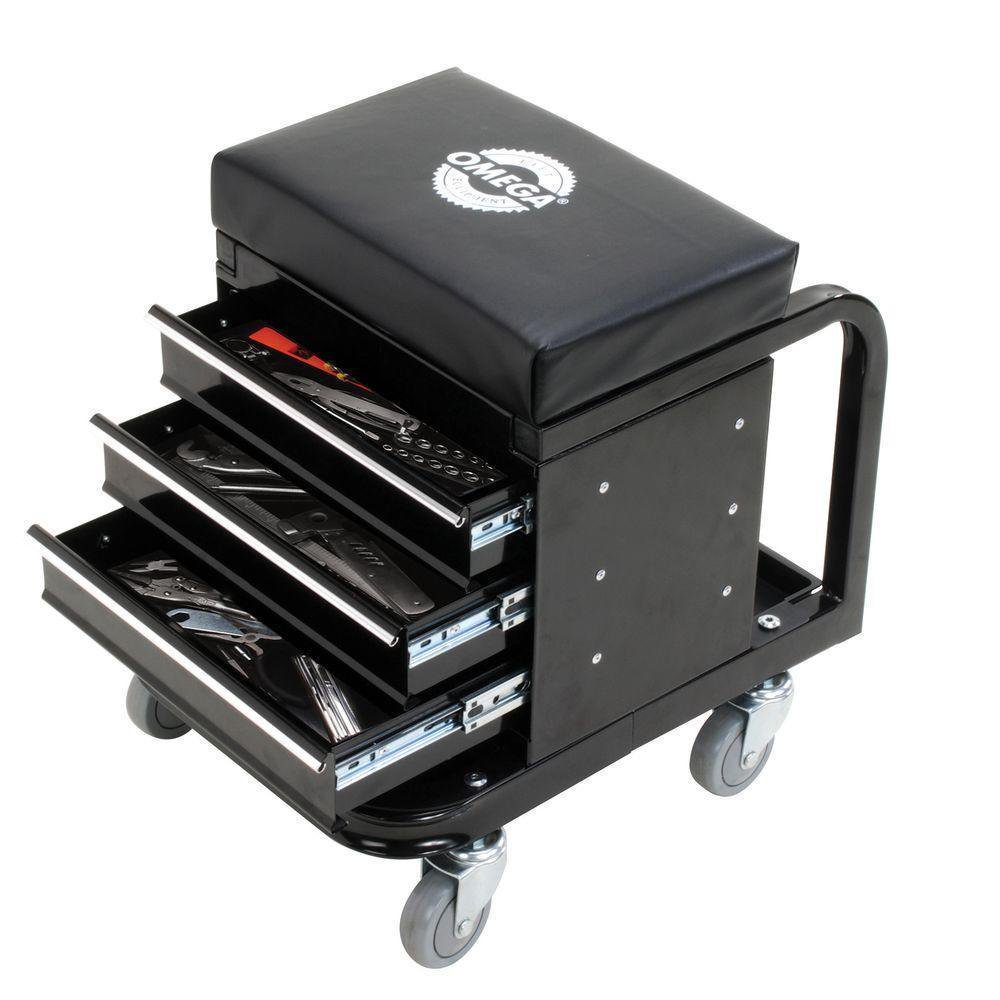 Mechanic Creeper Seat Rolling Tool Box With Drawers Trays Padded Heavy Duty