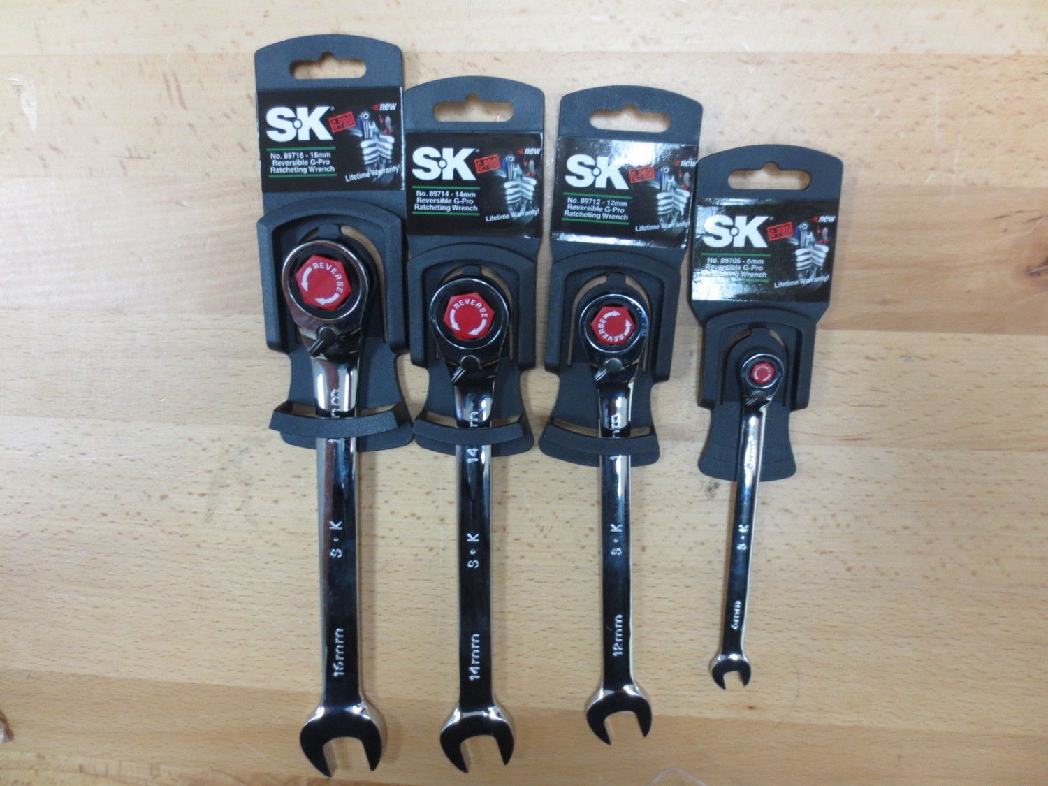 SK Tools 4-pc. Reversible, Metric, Spline, G-Pro, Combination Wrench Set