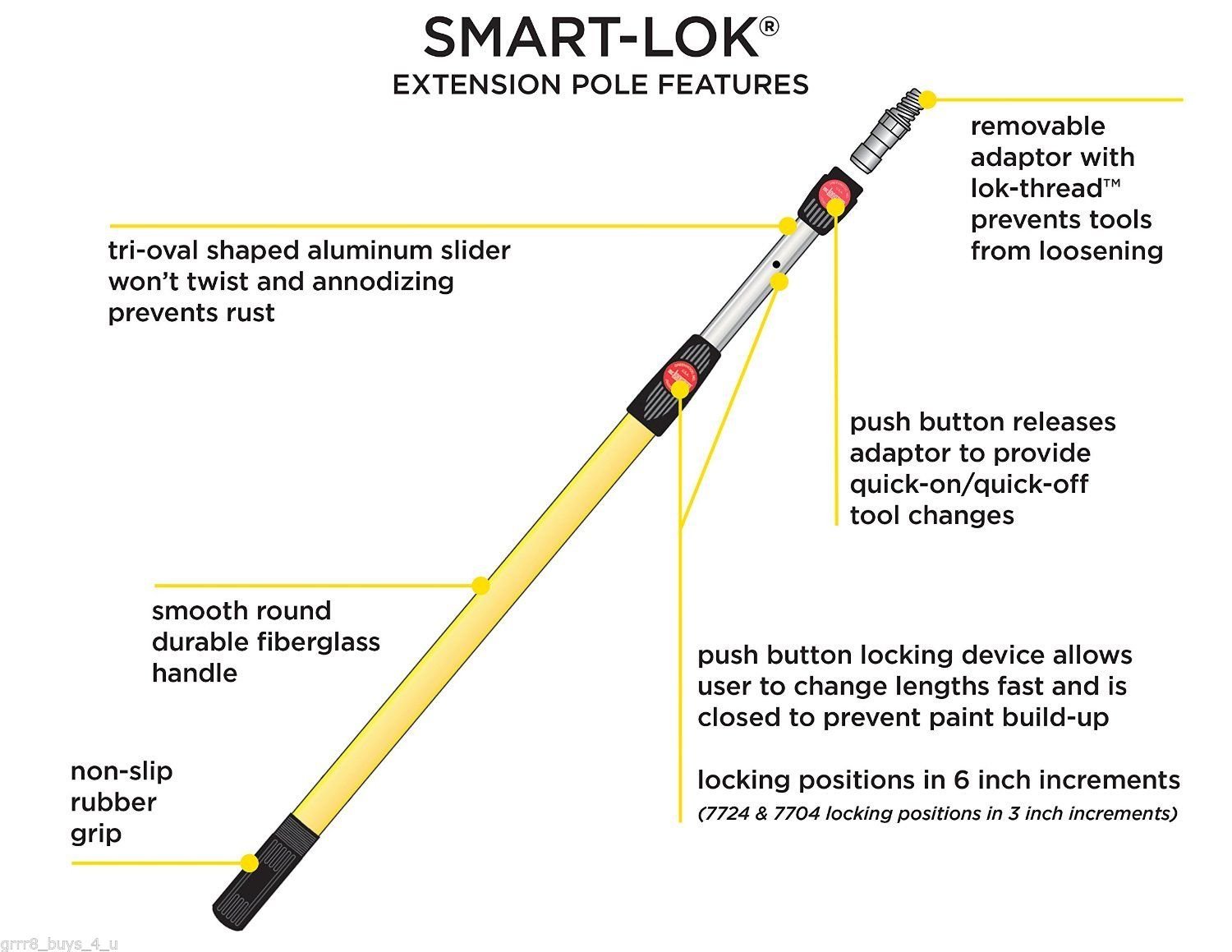 Mr. Long Arm 7706 Smart-Lok With 3-Feet to 6-Feet Extension Pole-Made ...