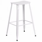 30inch High Distressed White Metal Indoor-Outdoor Barstool