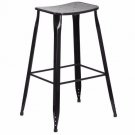 Flash Furniture 30 inch High Distressed Black Metal Indoor-Outdoor Barstool New
