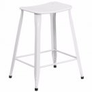 24inch High White Metal Indoor-Outdoor Counter Height Stool