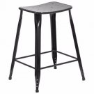 24inch High Black Metal Indoor-Outdoor Counter Height Stool