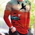 New Halloween Print Simple Long-Sleeved Red T Shirt - several sizes