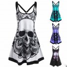 Fashion Halloween Print Sleeveless Dress - Black model several sizes