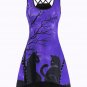 Halloween Black Cat Print Sleeveless Round Neck Dress - 3 colors