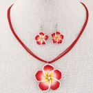 Rich Flowers Wax Rope Necklace Earring Sets - 6 colors