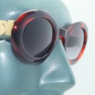 Sophisticate Sunglasses 60's Classic Chunky Oval Tortoise Gold Frame Gray Lens