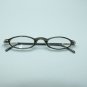 Super Petite Oval Smoky Eye Gray Frame Reading Glasses +2.00 Lens Metal Trim
