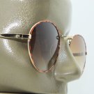 Reading Glasses Bifocal Tinted Sun Reader Round Gold Tortoise Metal Frame +1.00