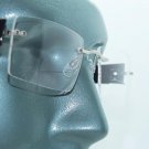 Frameless +1.50 Reading Glasses Floating Lens Tech Black Arms Metal Trim