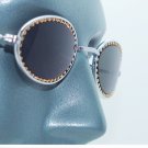 Petite Oval Beaded Frame Sunglasses Sun Shades Gold and Silver Metal