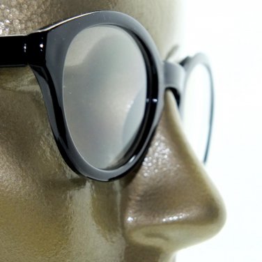 Reading Glasses Round Frame Geek Vintage Style Spring Hinge Glossy Black +1.75
