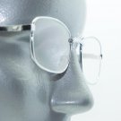Simple Rectangle Style Reading Glasses Polished Silver Metal Frame +1.50 Lens