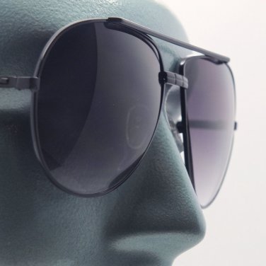Big Gray Lens Black Frame Straight Bridge Classic Aviator Sunglasses Sun Shades
