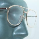 Reading Glasses Pilot Aviator Rounded Polished Gold Metal Frame +3.50 Strength