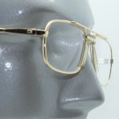Reading Glasses +1.00 Lens Gold Metal Classic 80's Square Frame Large Nose Piece