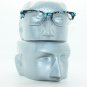 Retro Blue Floral Flower Frame 60's Bottomless Reading Glasses +2.50 Strength