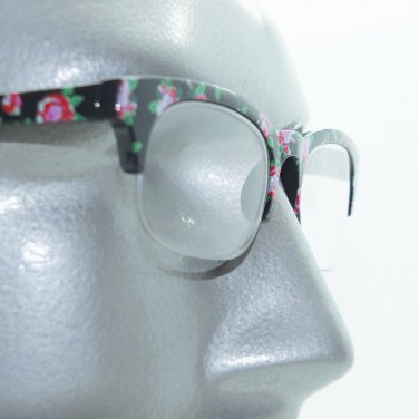 Retro Pink Floral Flower Frame 60's Bottomless Reading Glasses +2.00 Strength
