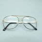 Double Bridge Aviator Black Gold Classic Halfway Bifocal Reading Glasses +2.50