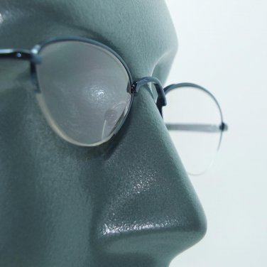 Delicate Oval Metal Top Metal Blue Frame Reading Glasses Bottomless Lens +2.00